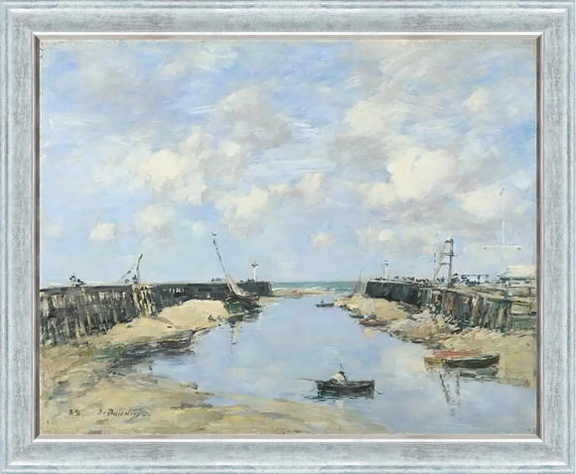 Картина в раме - The Entrance to Trouville Harbour. Эжен Буден