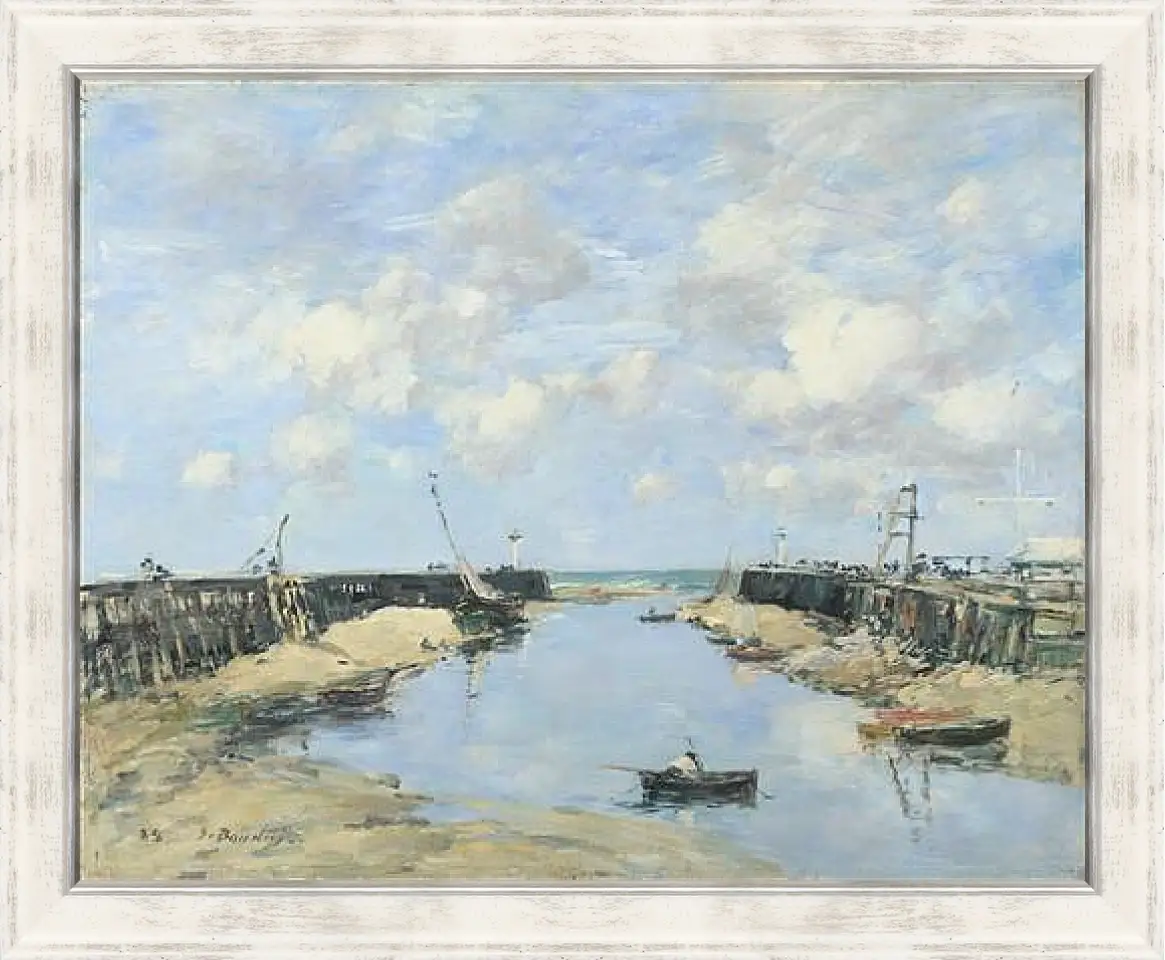 Картина в раме - The Entrance to Trouville Harbour. Эжен Буден