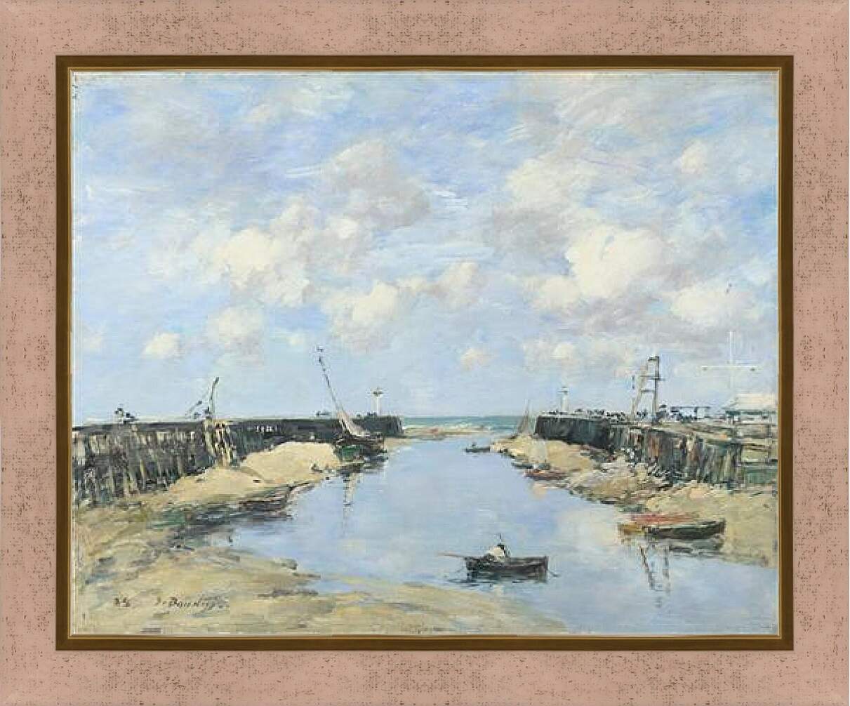 Картина в раме - The Entrance to Trouville Harbour. Эжен Буден