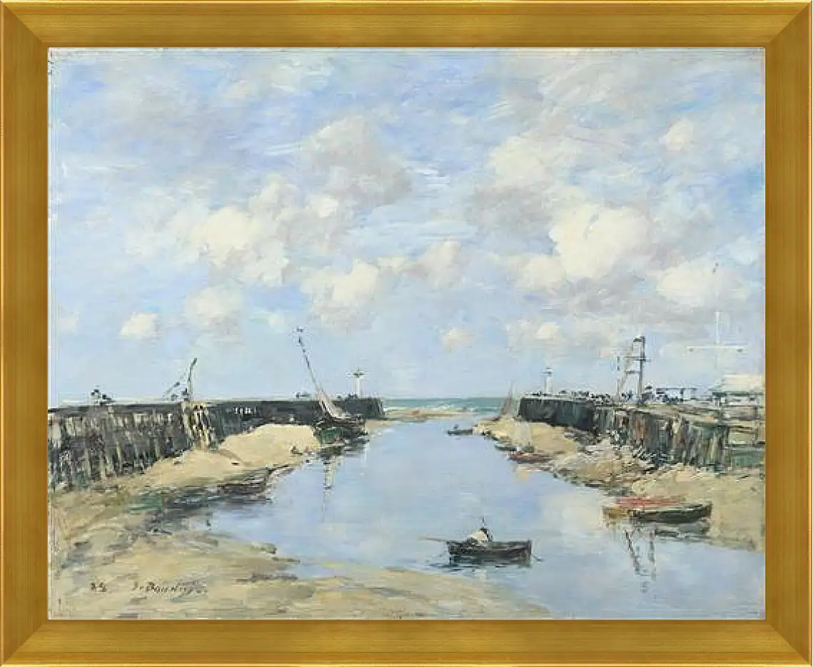 Картина в раме - The Entrance to Trouville Harbour. Эжен Буден