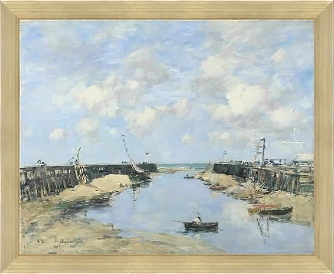 Картина в раме - The Entrance to Trouville Harbour. Эжен Буден