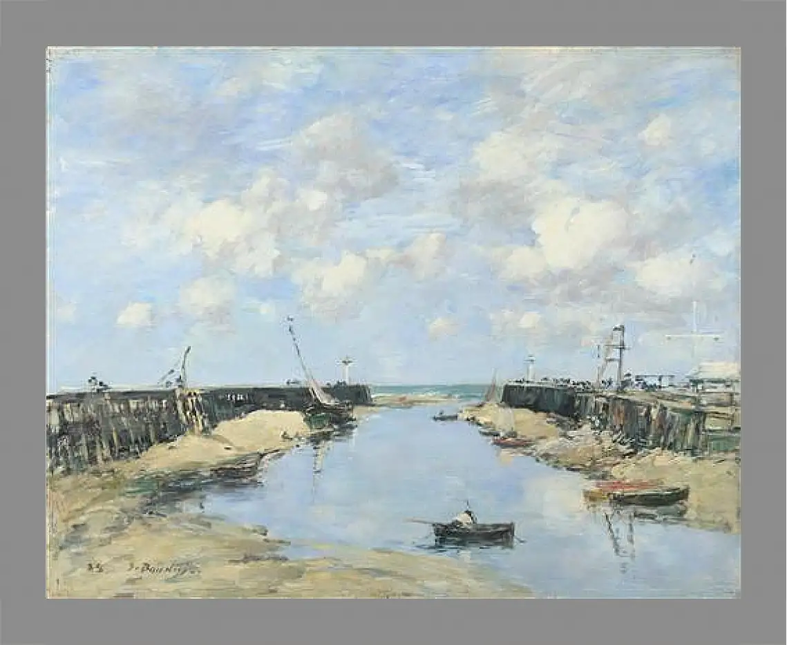 Картина в раме - The Entrance to Trouville Harbour. Эжен Буден