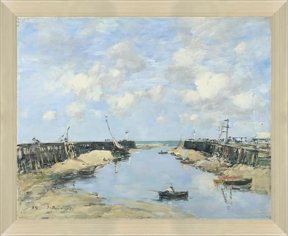 Картина в раме - The Entrance to Trouville Harbour. Эжен Буден