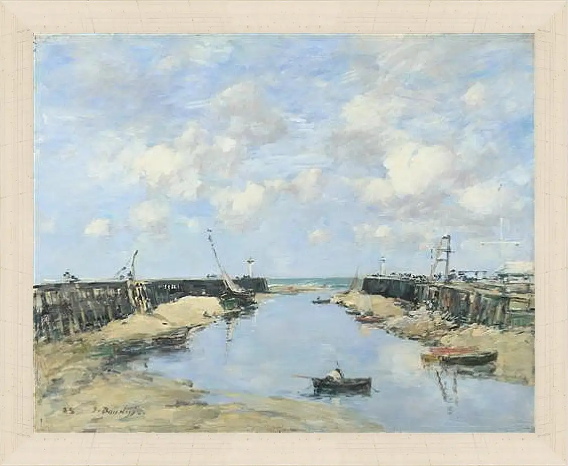 Картина в раме - The Entrance to Trouville Harbour. Эжен Буден