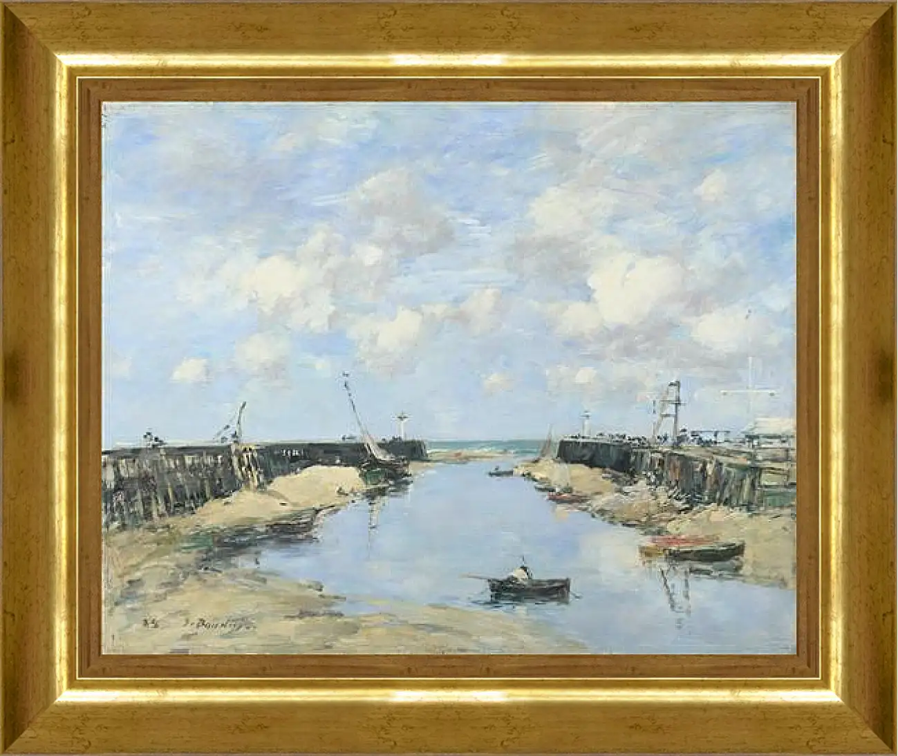 Картина в раме - The Entrance to Trouville Harbour. Эжен Буден