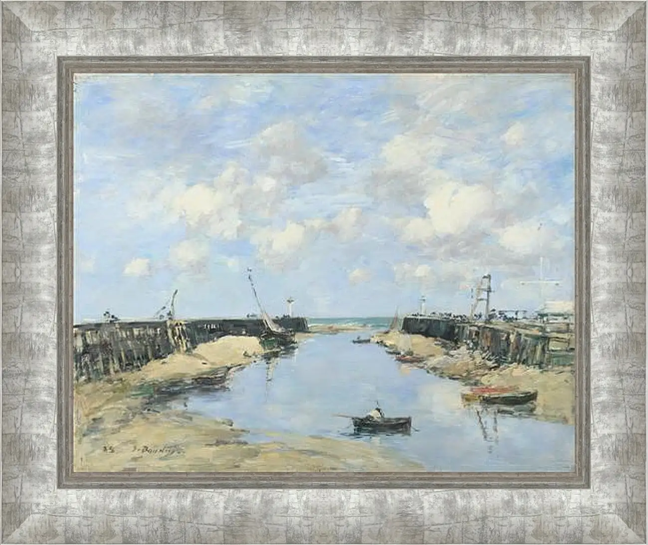 Картина в раме - The Entrance to Trouville Harbour. Эжен Буден