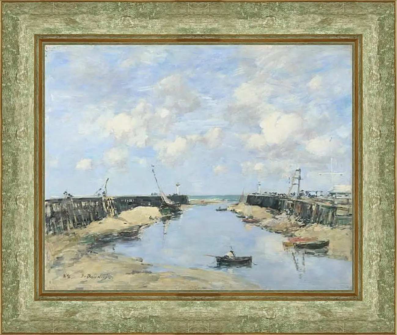 Картина в раме - The Entrance to Trouville Harbour. Эжен Буден