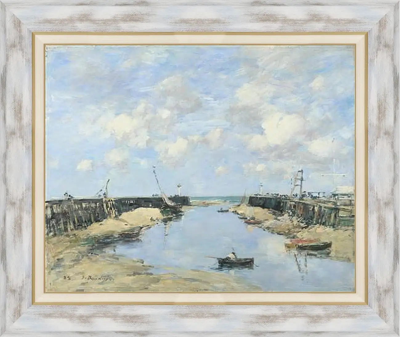 Картина в раме - The Entrance to Trouville Harbour. Эжен Буден