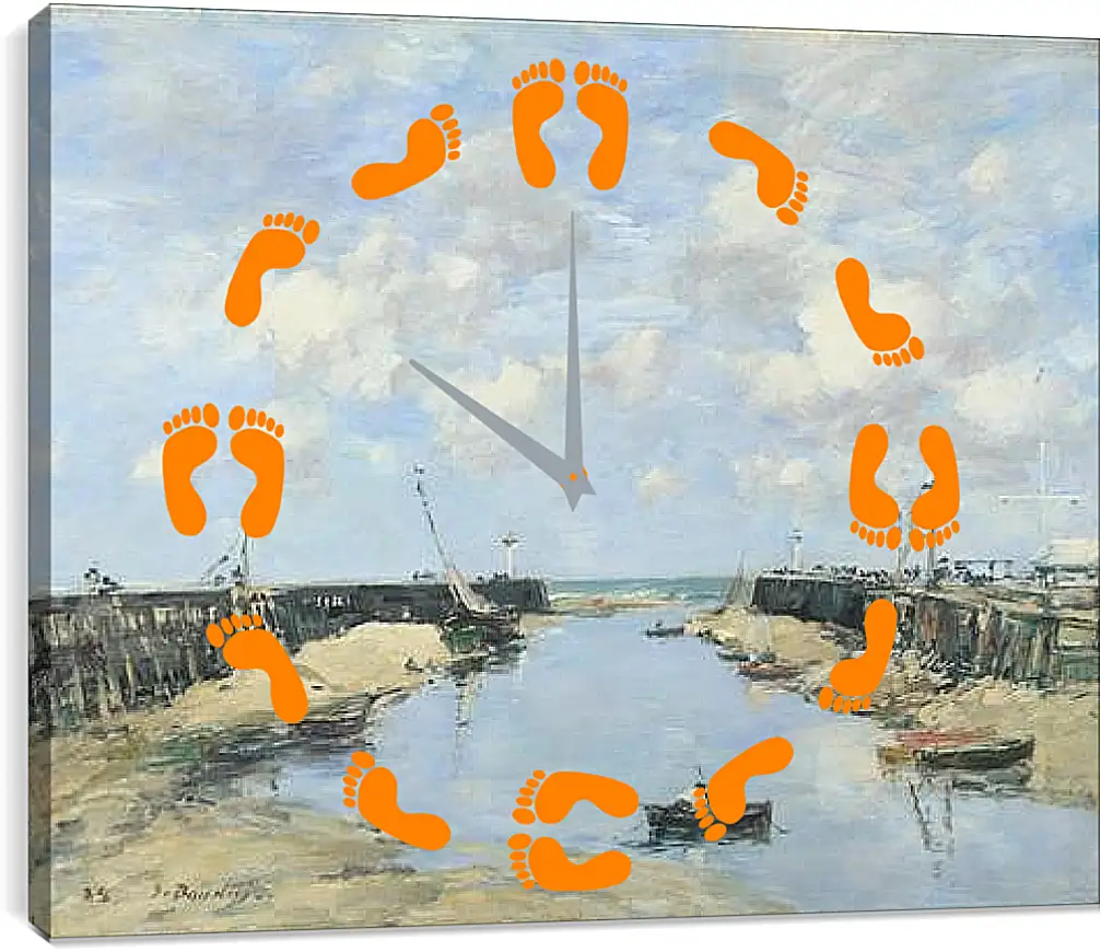 Часы картина - The Entrance to Trouville Harbour. Эжен Буден