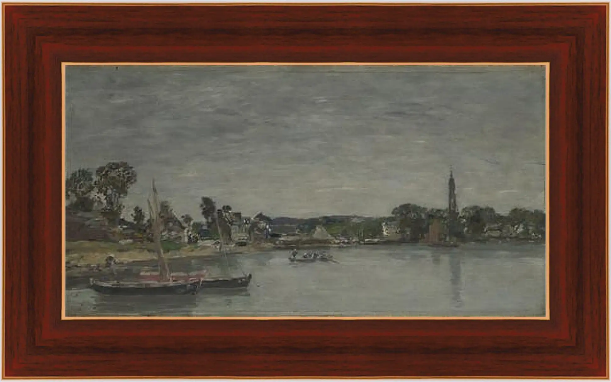 Картина в раме - Hopital-Camfrout, Brittany. Эжен Буден