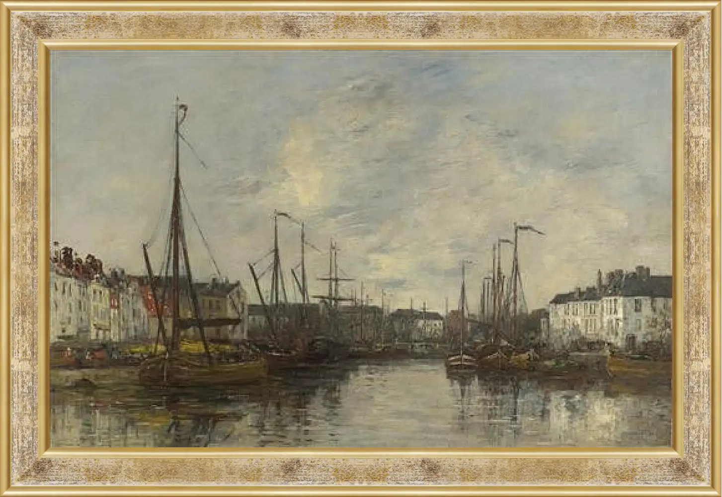 Картина в раме - Brussels Harbour. Эжен Буден