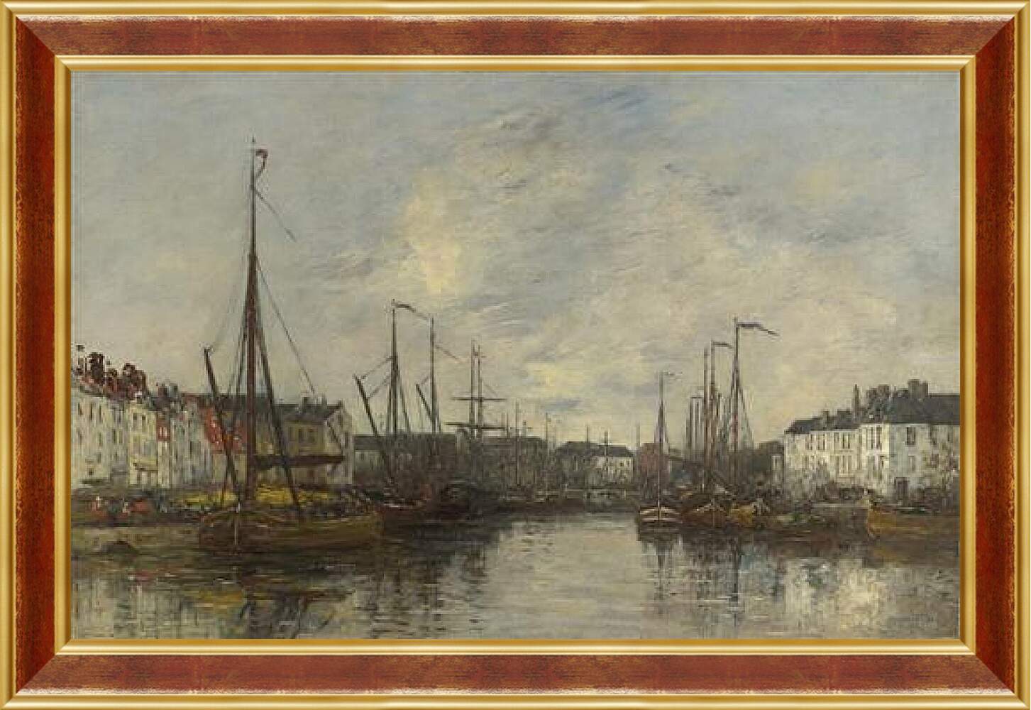 Картина в раме - Brussels Harbour. Эжен Буден