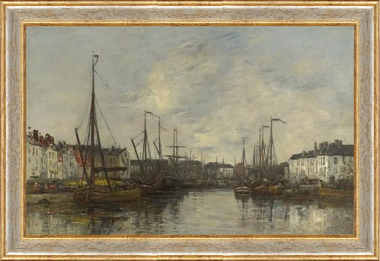 Картина в раме - Brussels Harbour. Эжен Буден