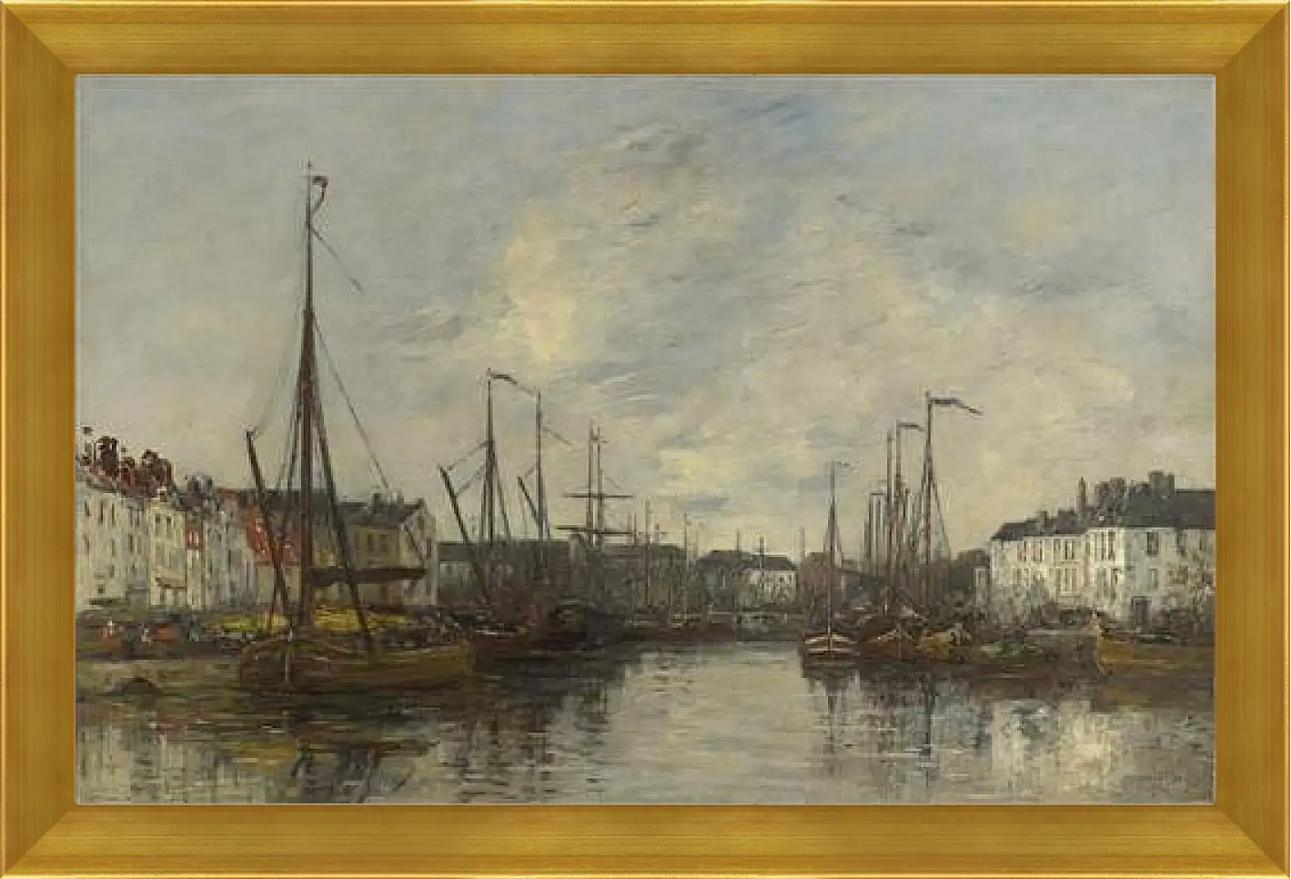 Картина в раме - Brussels Harbour. Эжен Буден