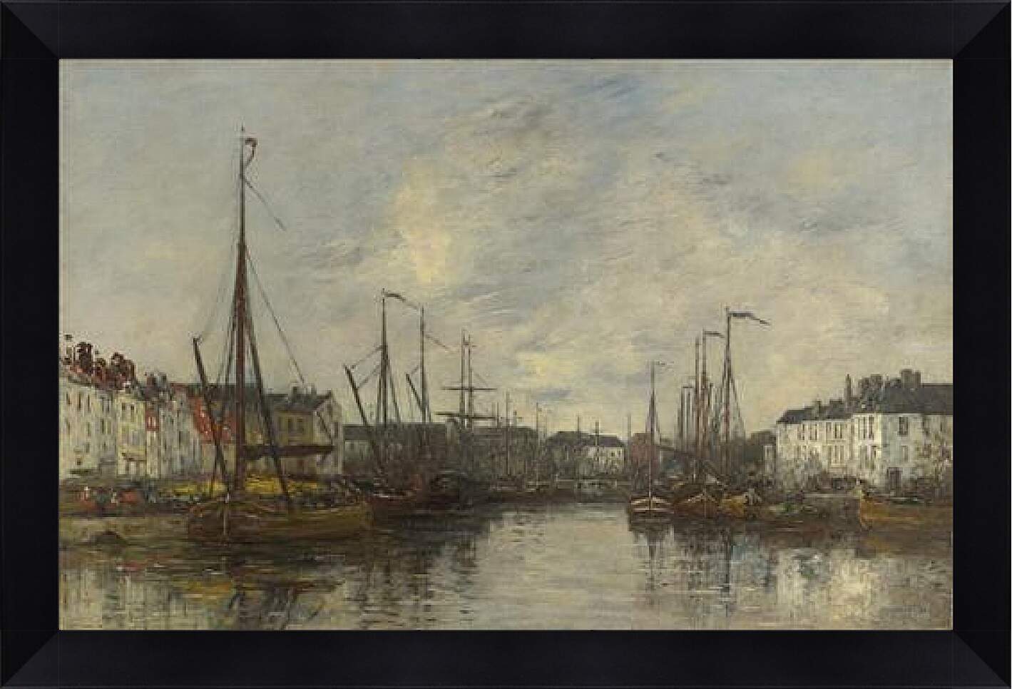 Картина в раме - Brussels Harbour. Эжен Буден