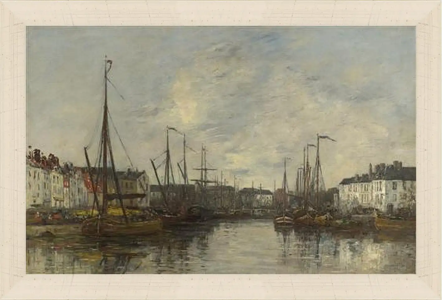 Картина в раме - Brussels Harbour. Эжен Буден