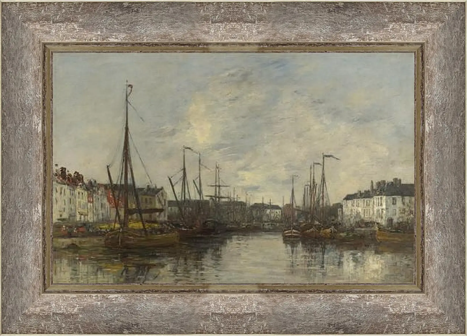 Картина в раме - Brussels Harbour. Эжен Буден