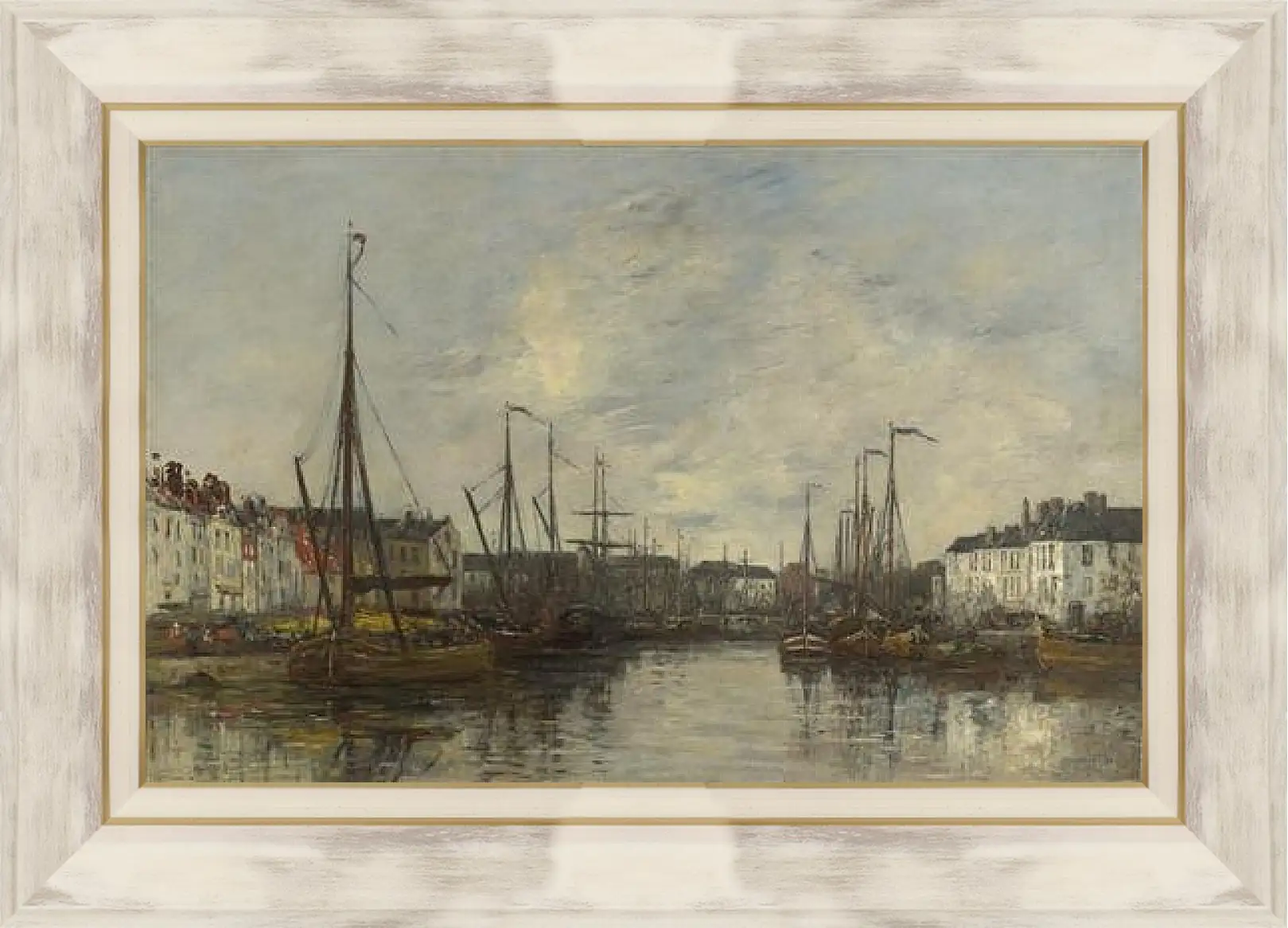 Картина в раме - Brussels Harbour. Эжен Буден