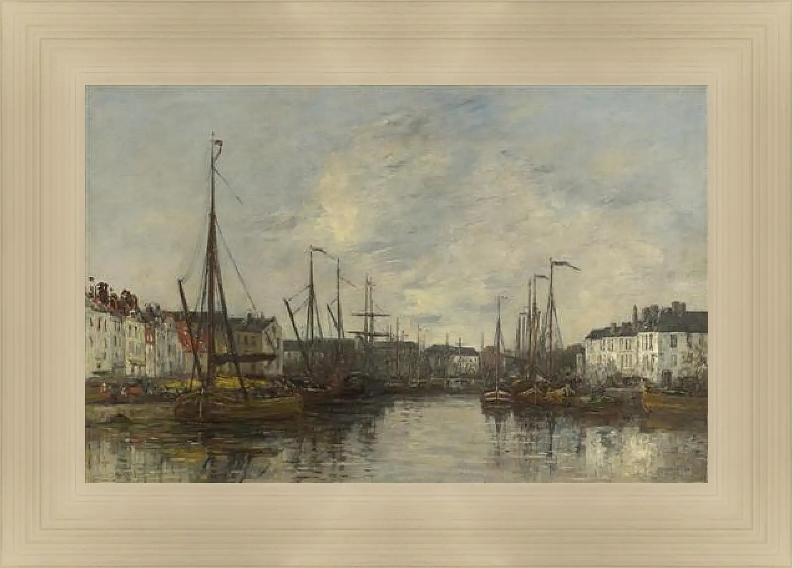 Картина в раме - Brussels Harbour. Эжен Буден