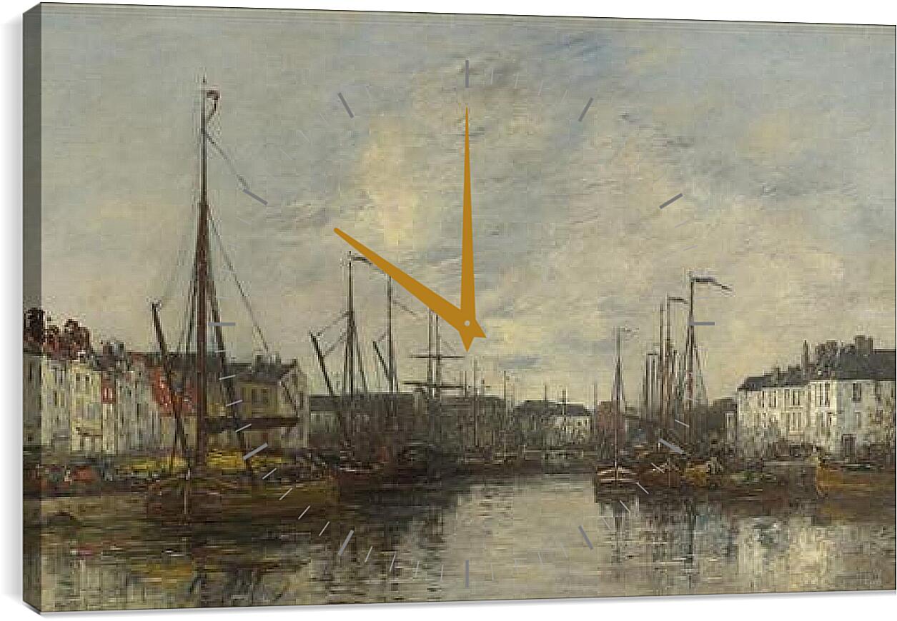 Часы картина - Brussels Harbour. Эжен Буден