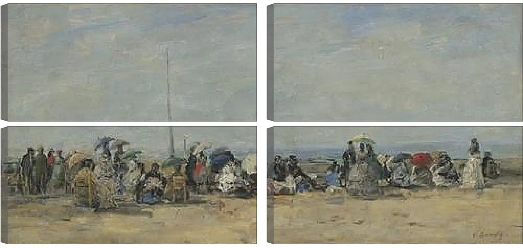 Модульная картина - Beach Scene, Trouville. Эжен Буден