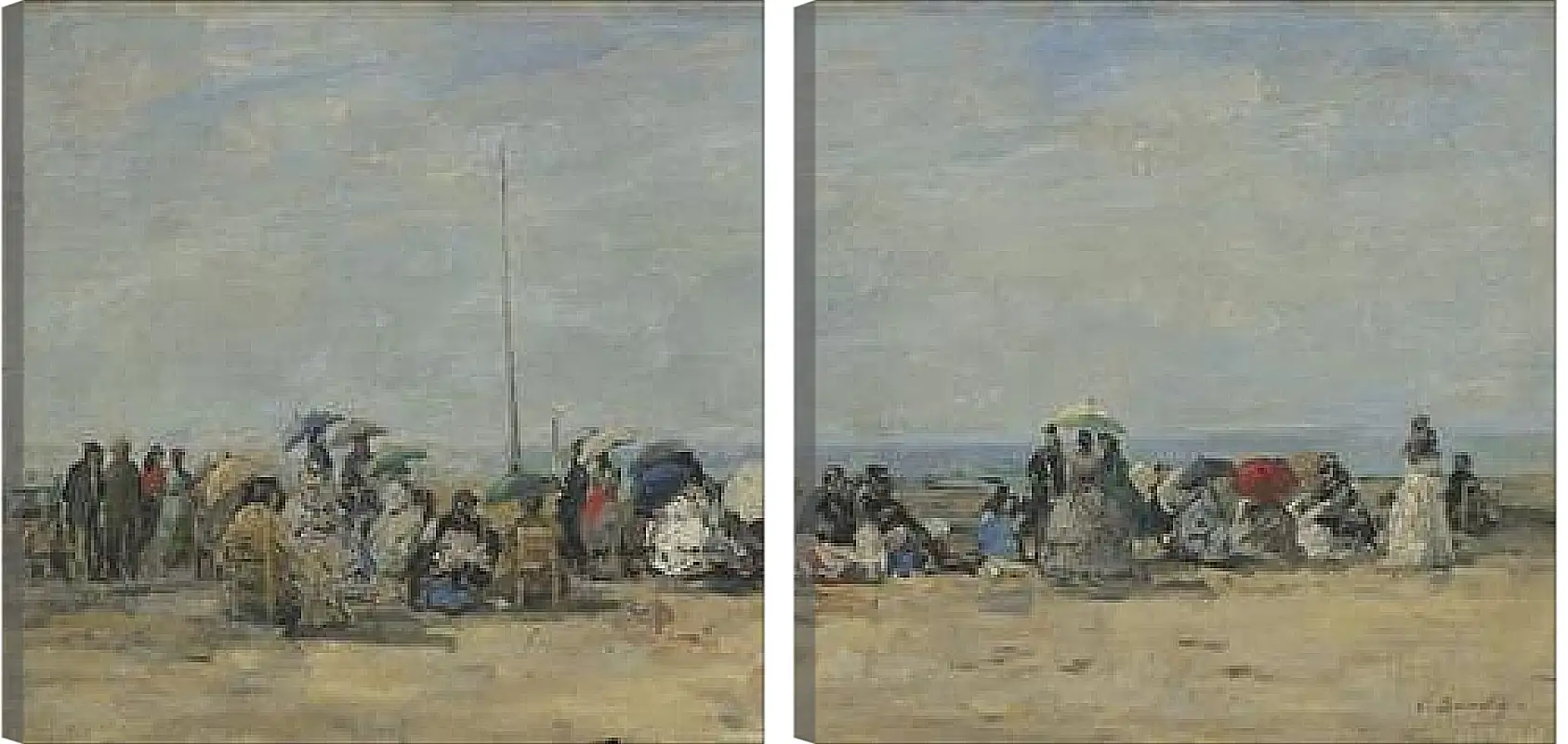 Модульная картина - Beach Scene, Trouville. Эжен Буден