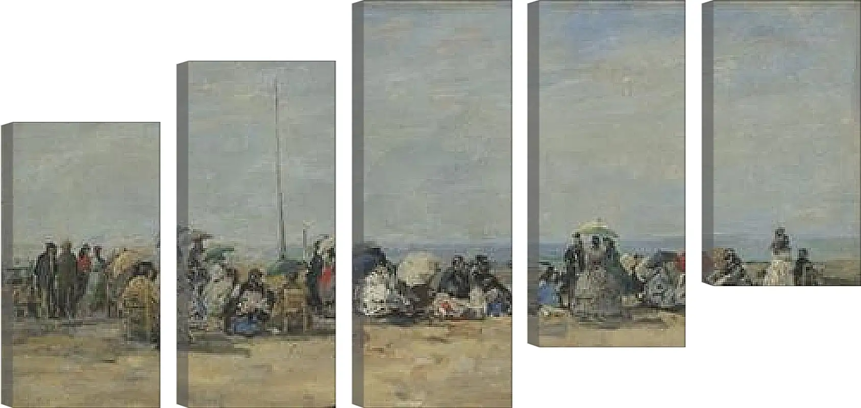 Модульная картина - Beach Scene, Trouville. Эжен Буден