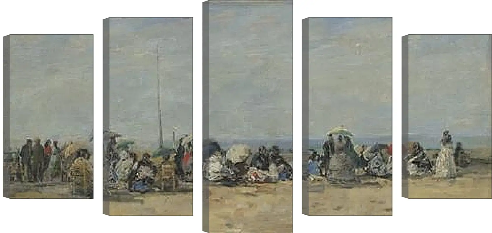 Модульная картина - Beach Scene, Trouville. Эжен Буден