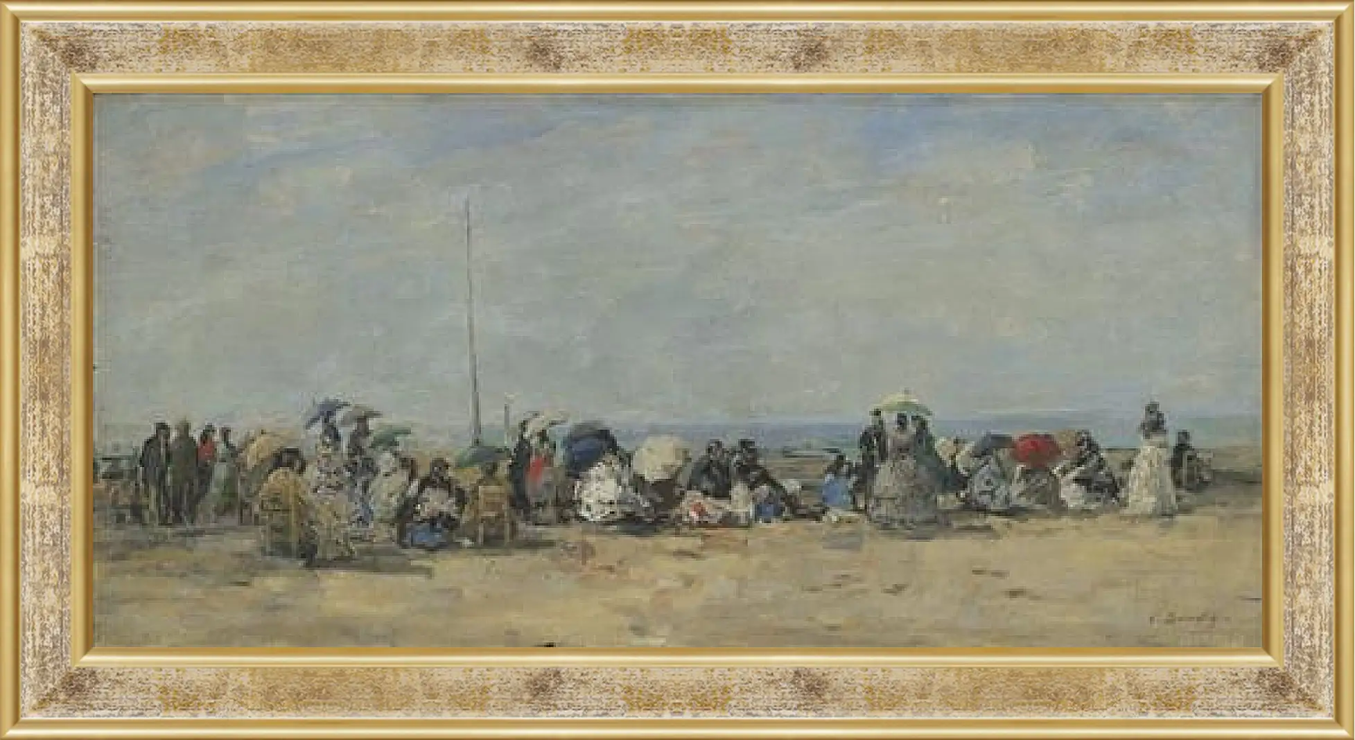 Картина в раме - Beach Scene, Trouville. Эжен Буден