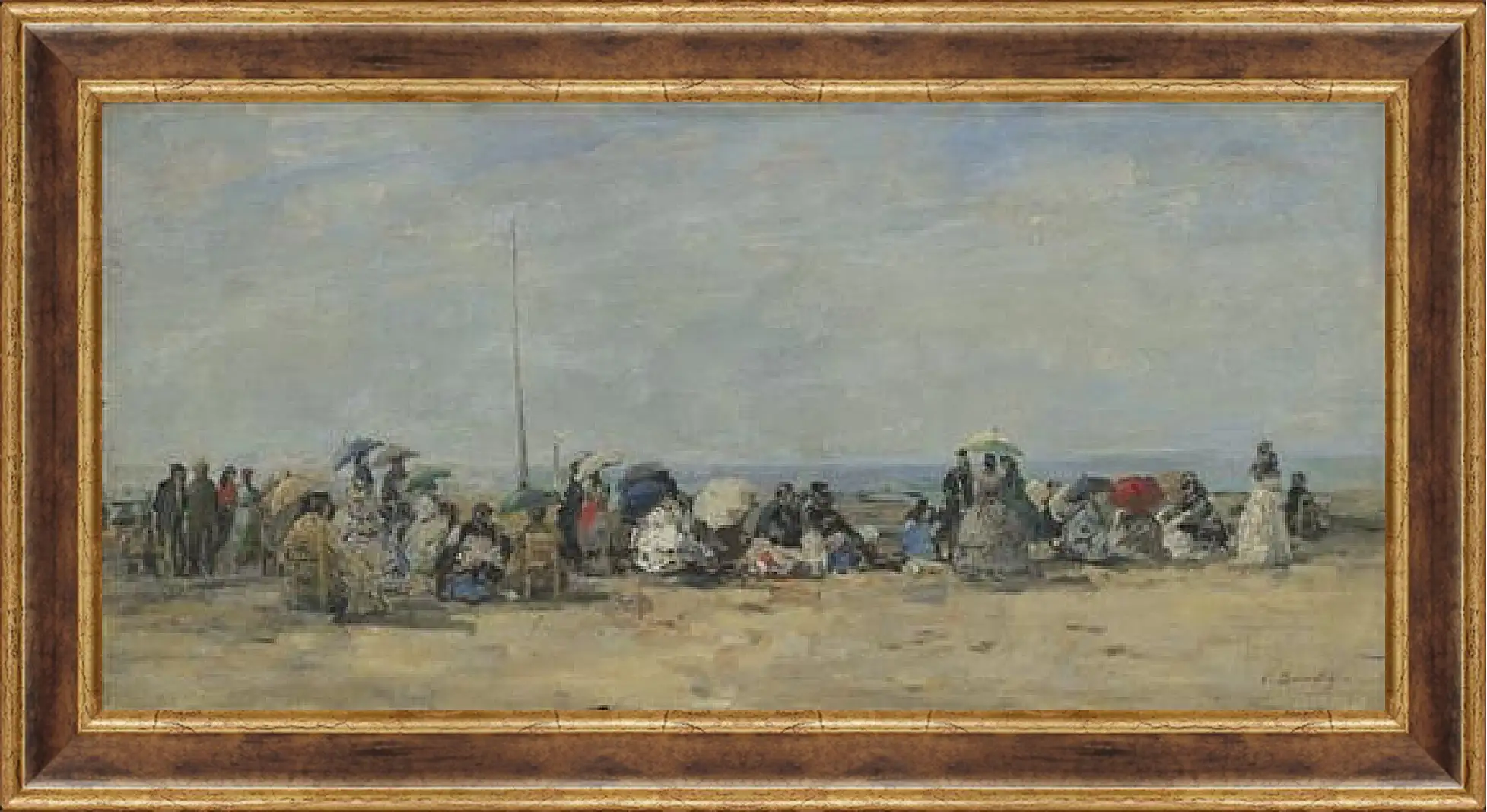 Картина в раме - Beach Scene, Trouville. Эжен Буден