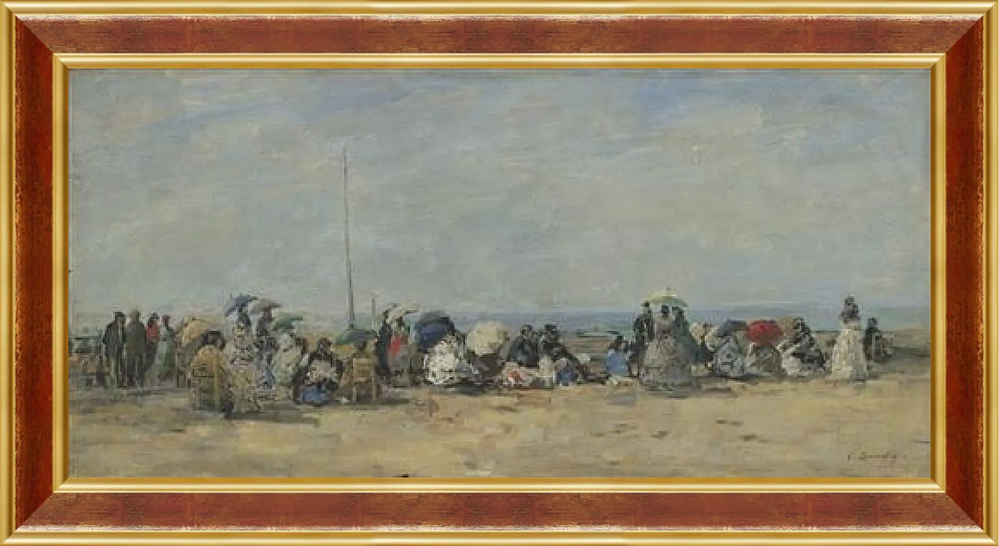 Картина в раме - Beach Scene, Trouville. Эжен Буден