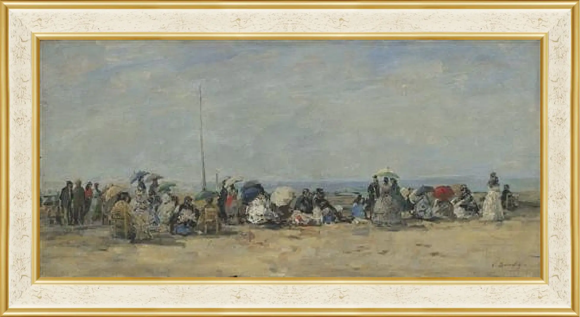 Картина в раме - Beach Scene, Trouville. Эжен Буден