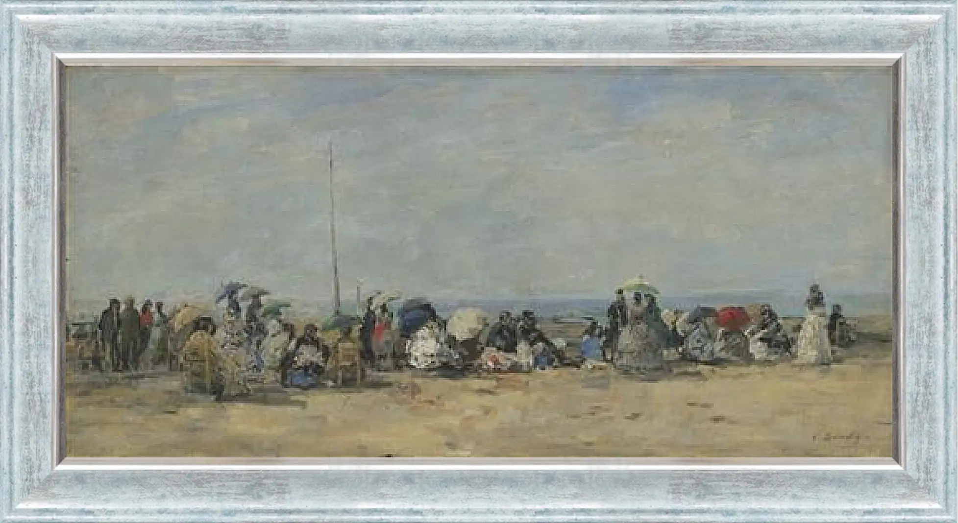 Картина в раме - Beach Scene, Trouville. Эжен Буден