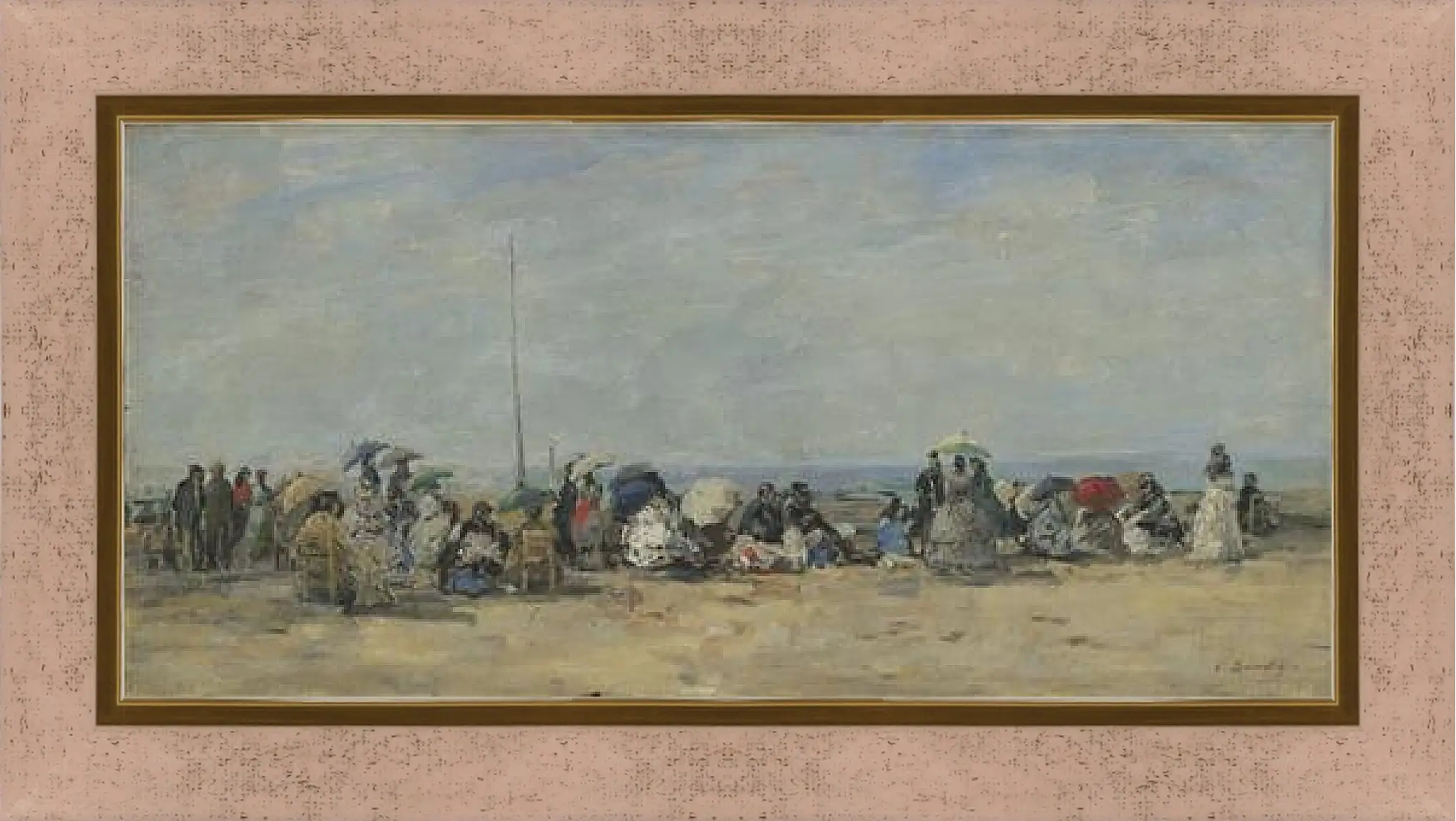 Картина в раме - Beach Scene, Trouville. Эжен Буден