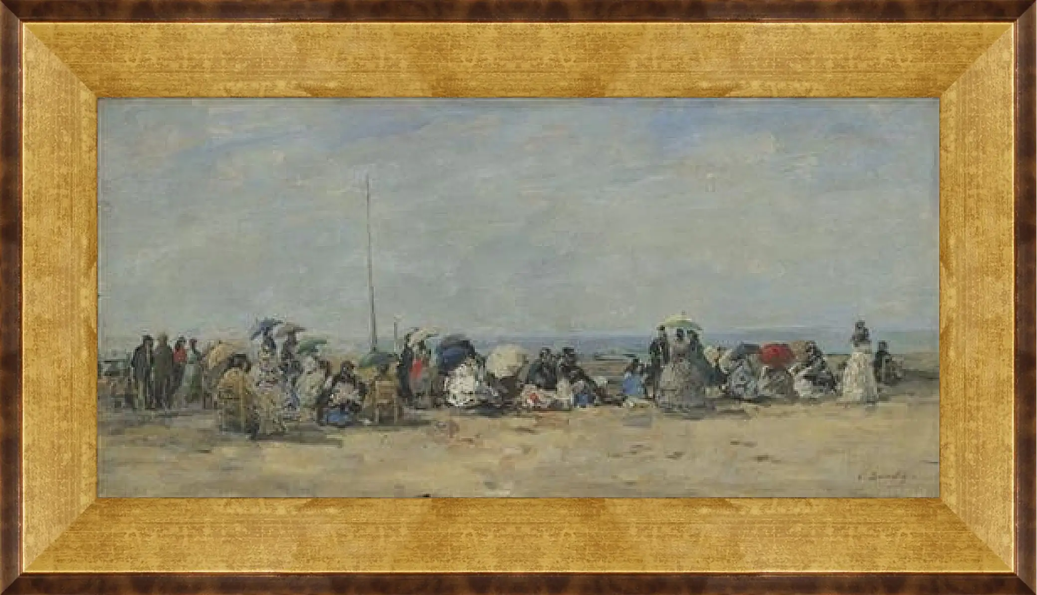 Картина в раме - Beach Scene, Trouville. Эжен Буден