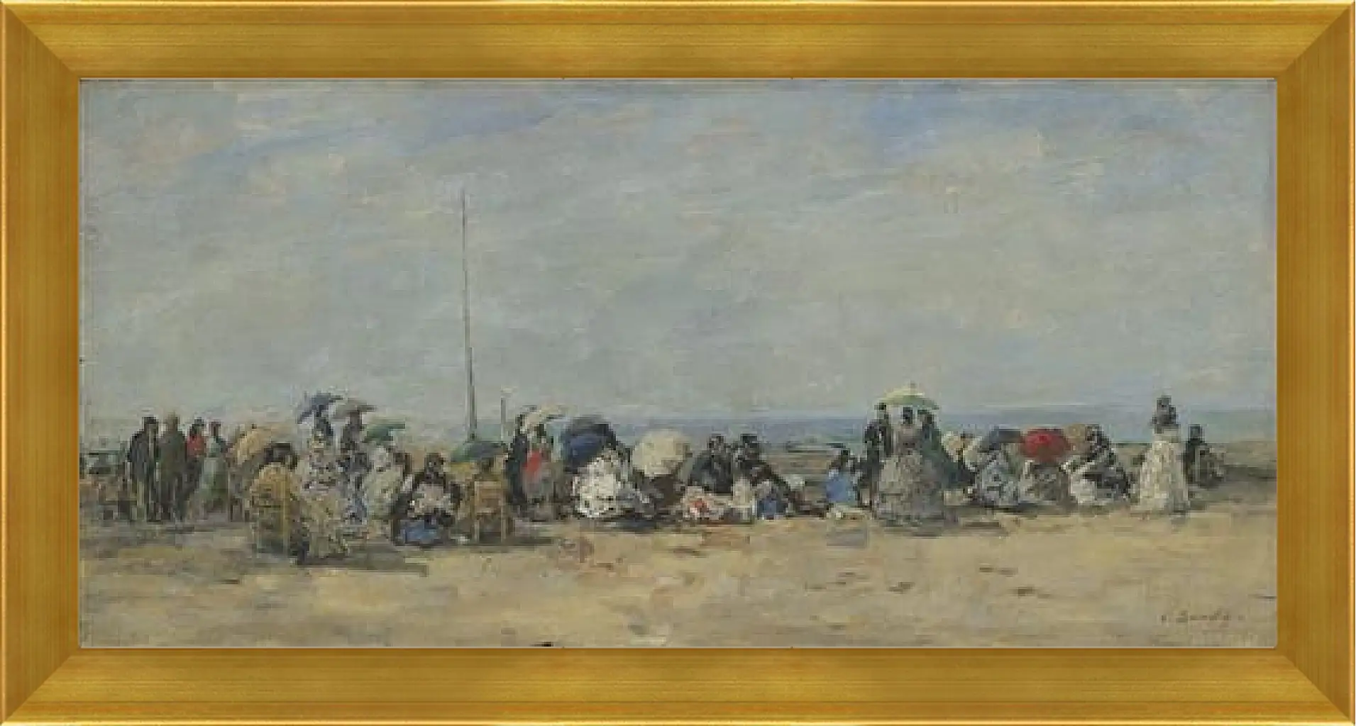 Картина в раме - Beach Scene, Trouville. Эжен Буден