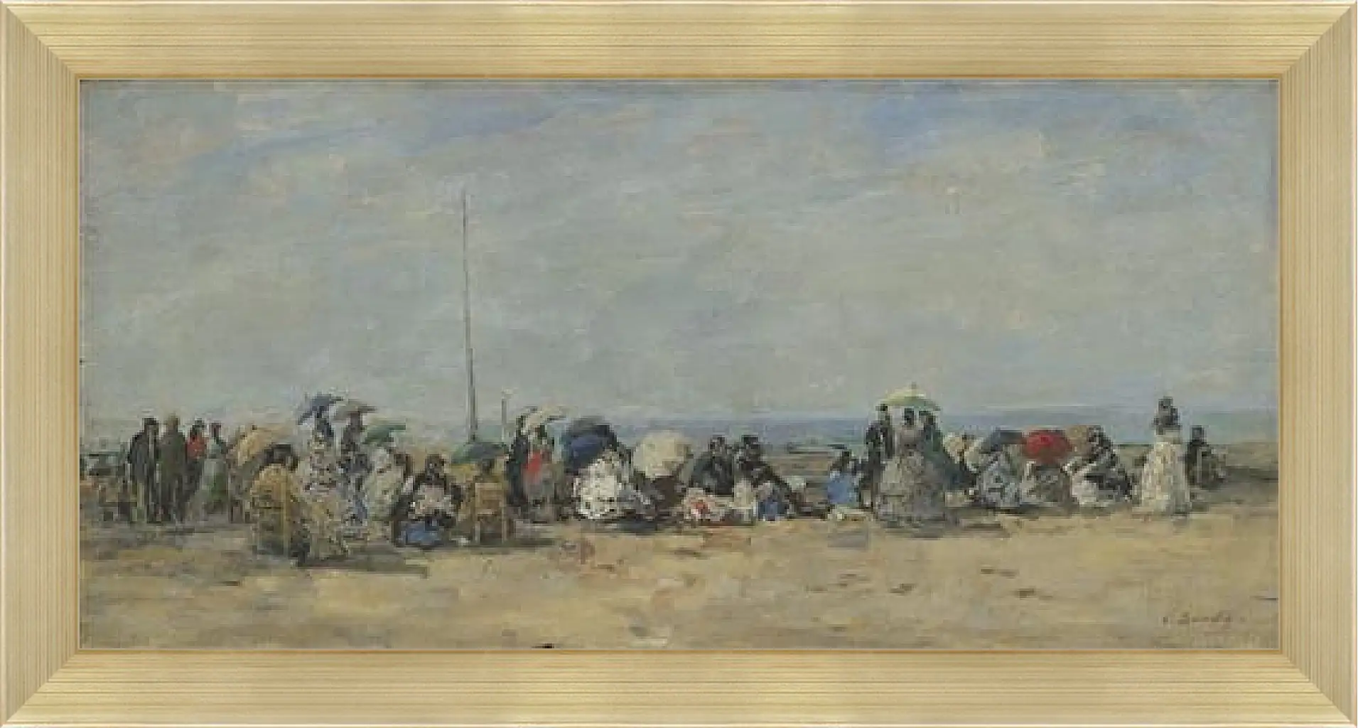 Картина в раме - Beach Scene, Trouville. Эжен Буден