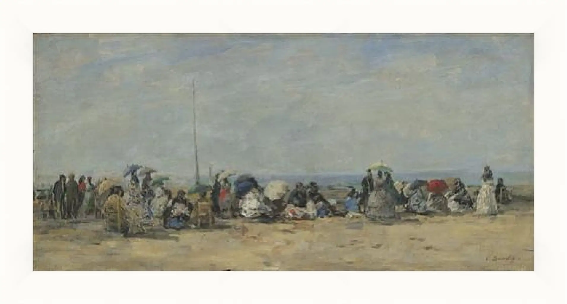 Картина в раме - Beach Scene, Trouville. Эжен Буден