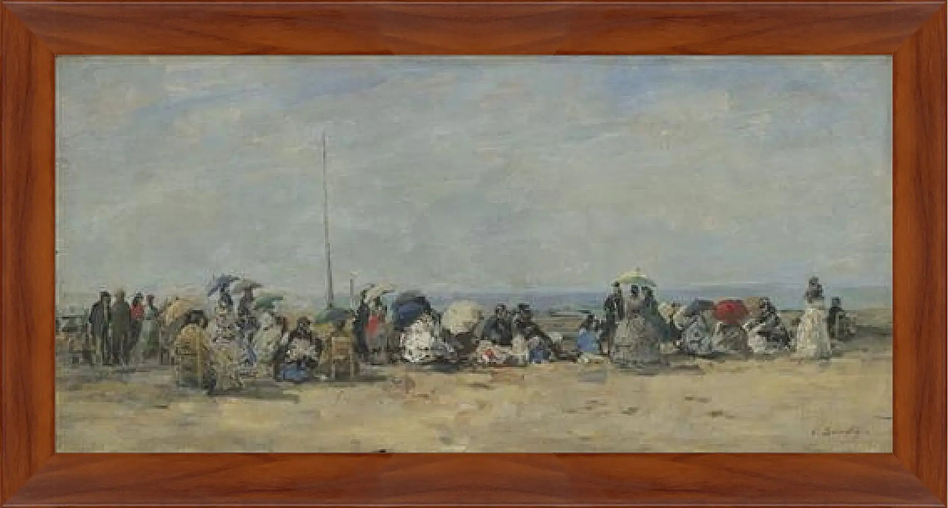 Картина в раме - Beach Scene, Trouville. Эжен Буден