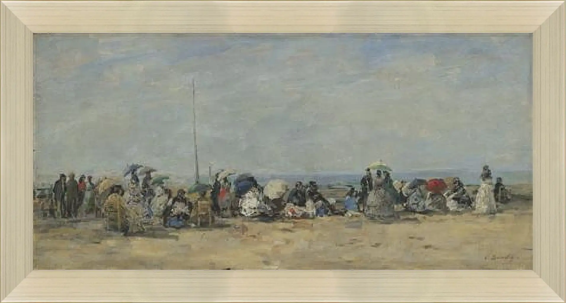 Картина в раме - Beach Scene, Trouville. Эжен Буден