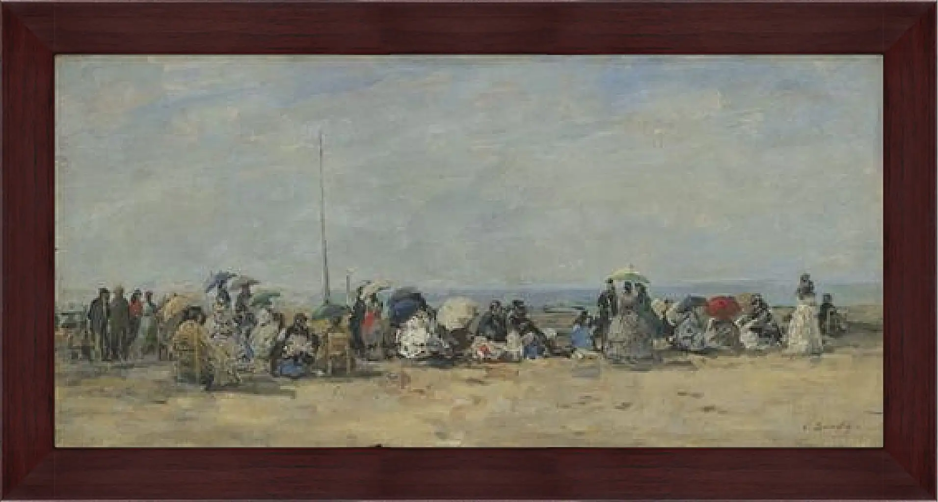 Картина в раме - Beach Scene, Trouville. Эжен Буден