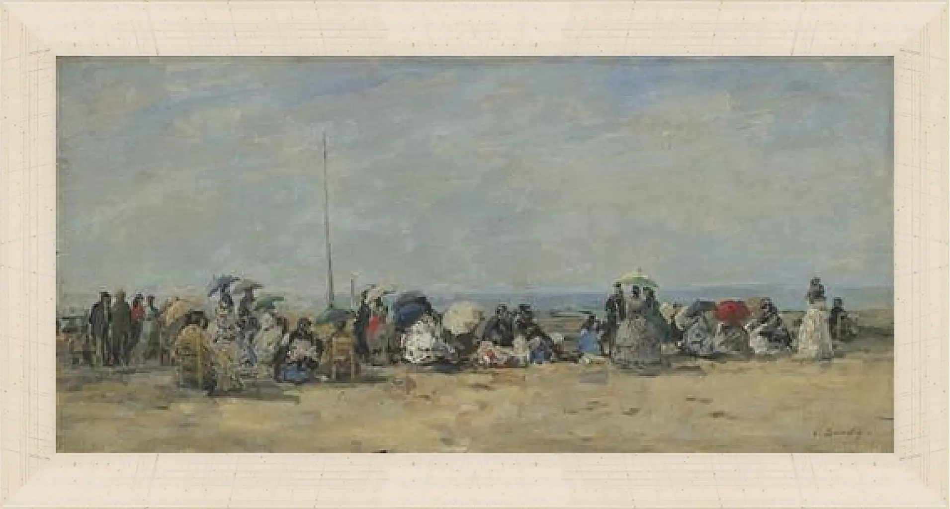 Картина в раме - Beach Scene, Trouville. Эжен Буден