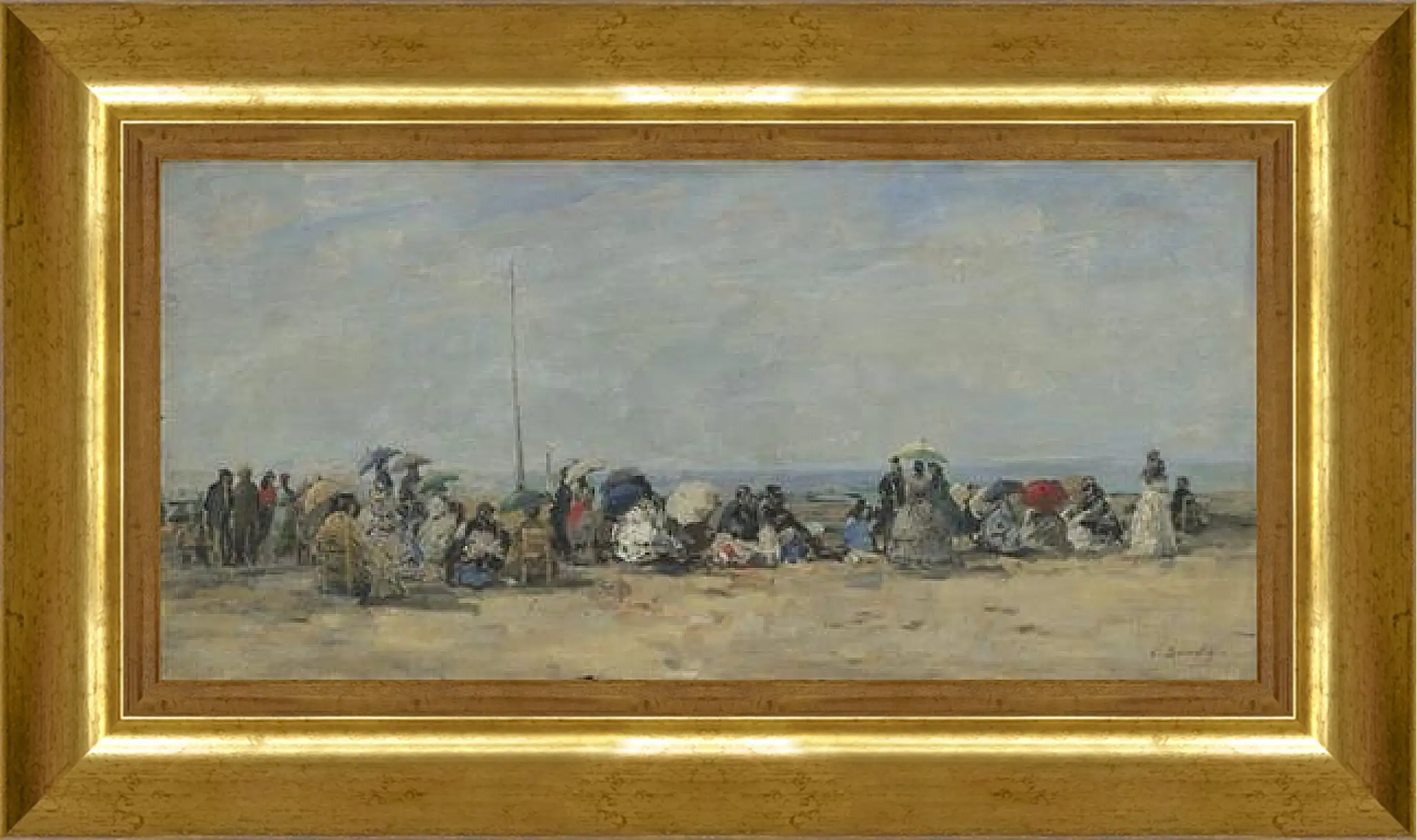 Картина в раме - Beach Scene, Trouville. Эжен Буден