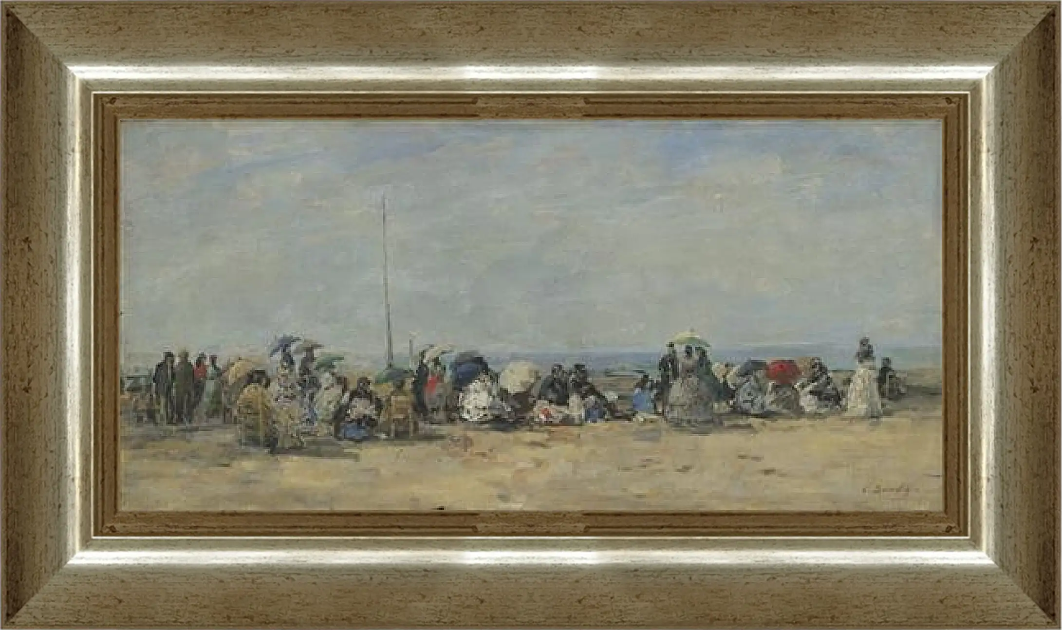 Картина в раме - Beach Scene, Trouville. Эжен Буден