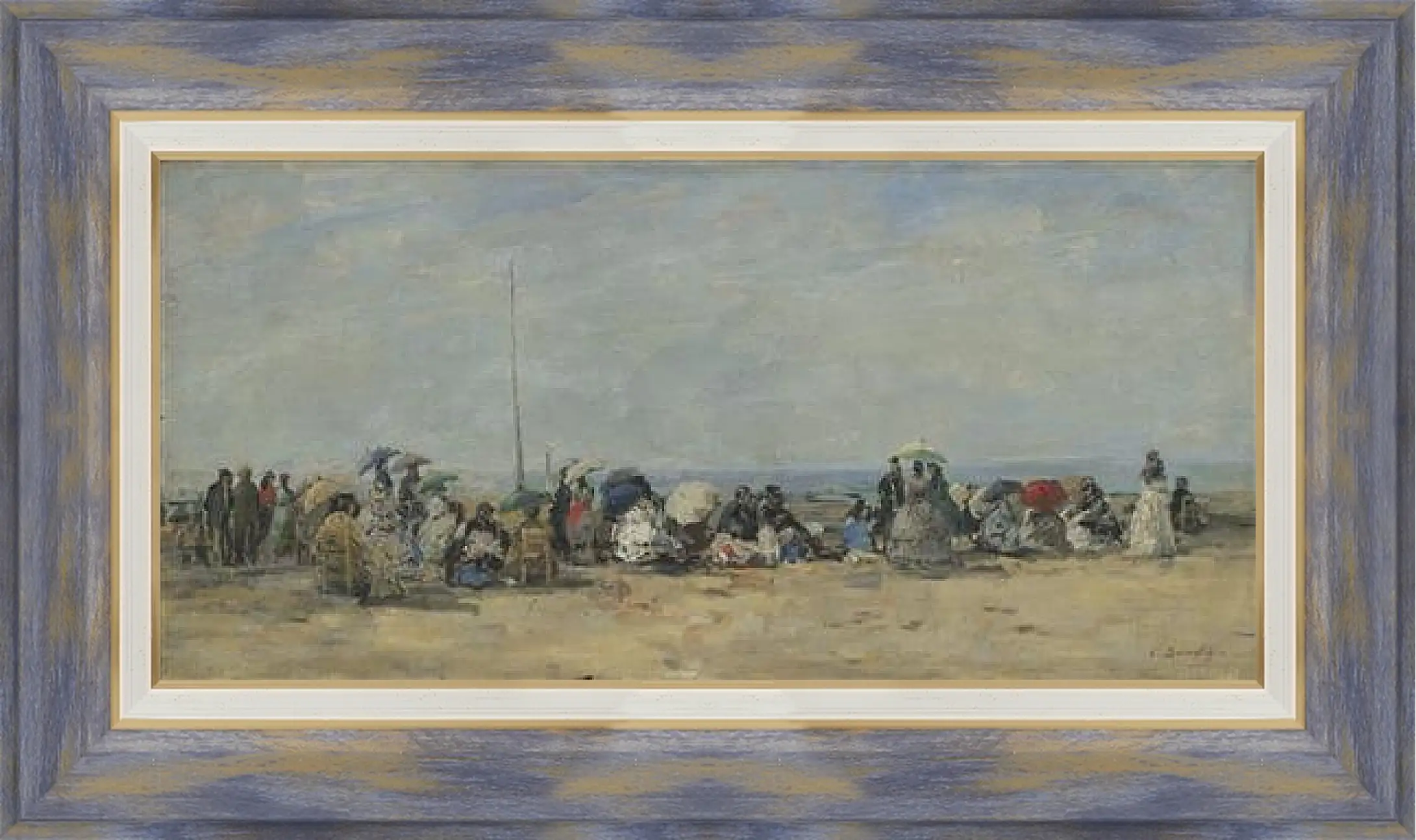 Картина в раме - Beach Scene, Trouville. Эжен Буден