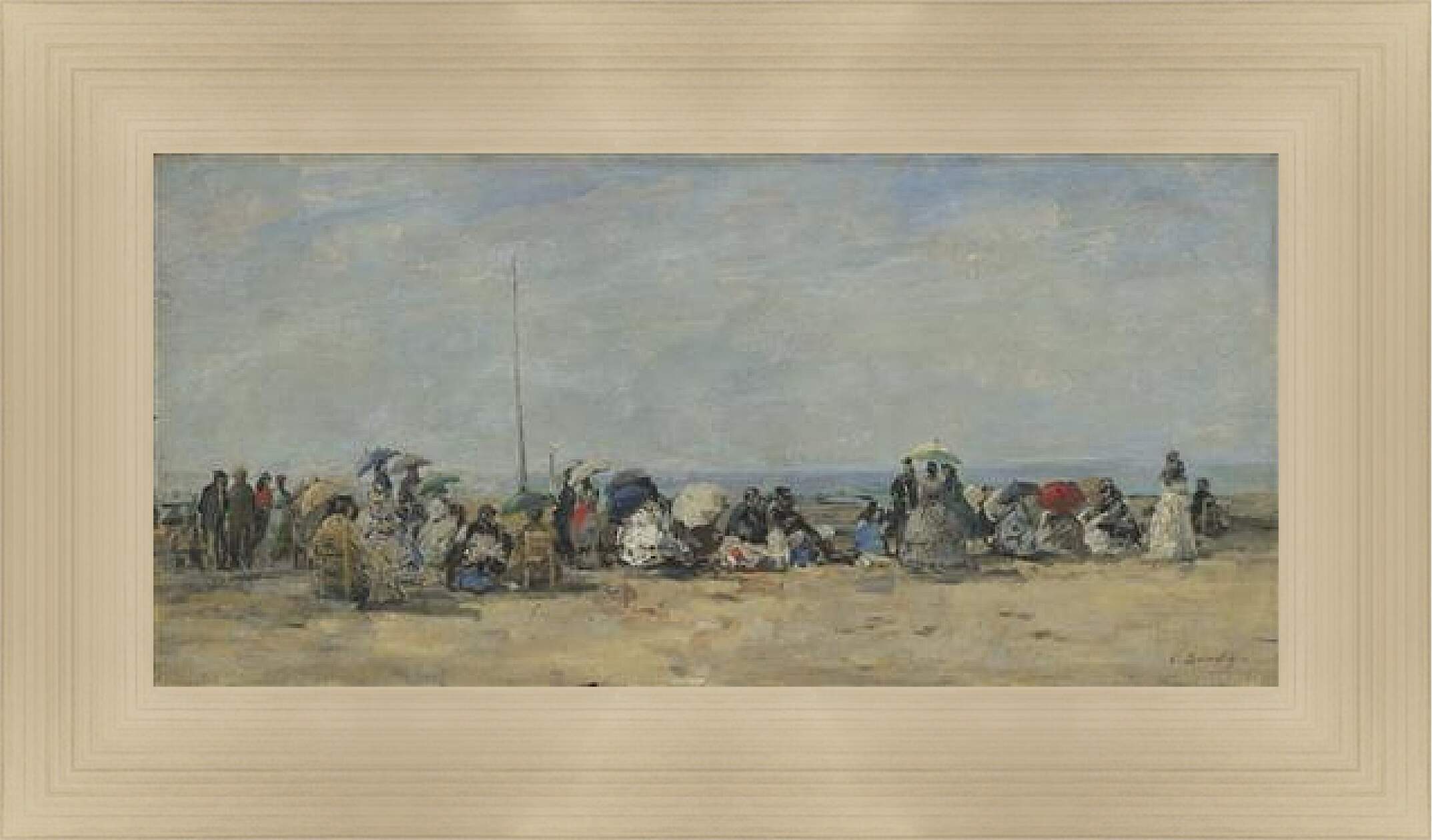 Картина в раме - Beach Scene, Trouville. Эжен Буден