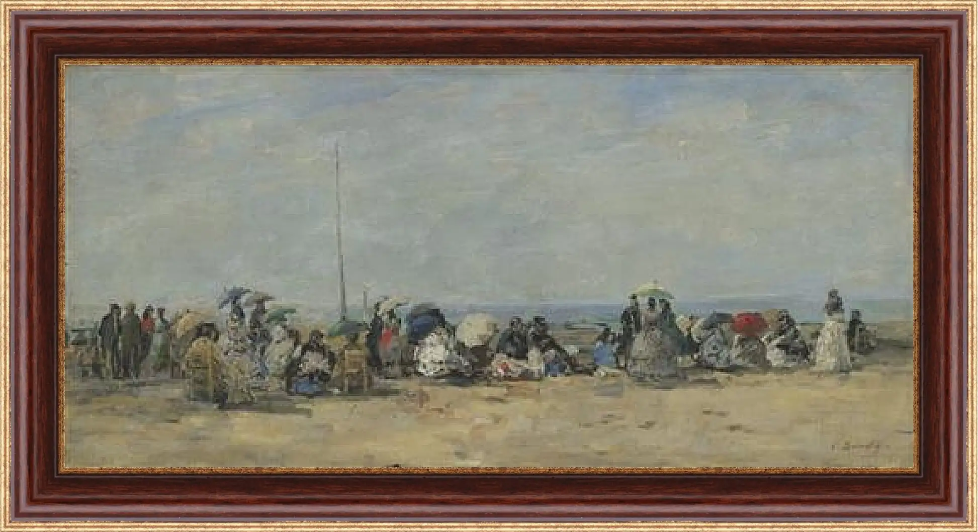 Картина в раме - Beach Scene, Trouville. Эжен Буден
