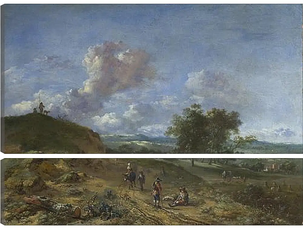 Модульная картина - A Landscape with a High Dune and Peasants on a Road. Ян Вейнантс