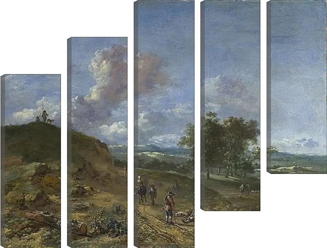 Модульная картина - A Landscape with a High Dune and Peasants on a Road. Ян Вейнантс