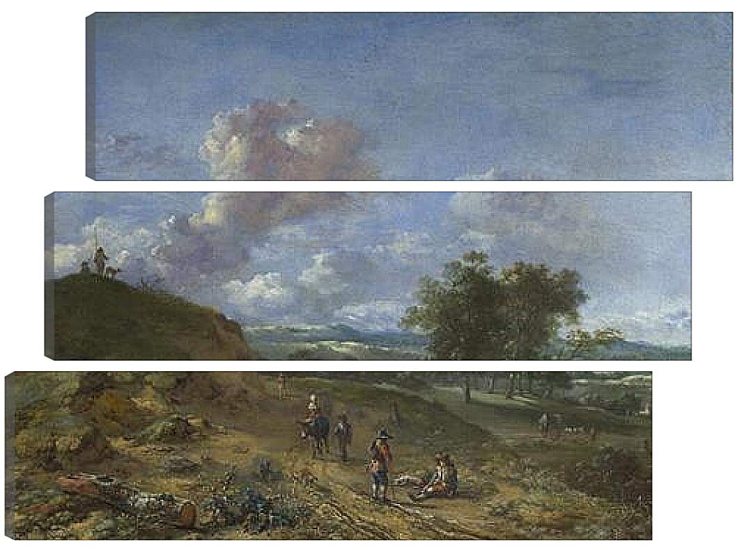 Модульная картина - A Landscape with a High Dune and Peasants on a Road. Ян Вейнантс